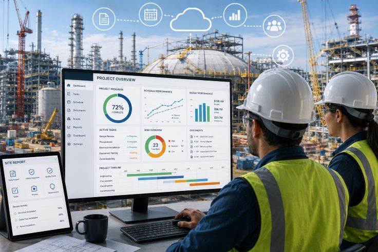 electrical engineers reviewing data for energy efficiency